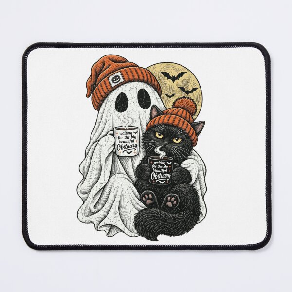 Item preview, Waiting For The Big Beautiful Obituary Ghost Black Cat Cute Spooky Design designed and sold by QLShop.