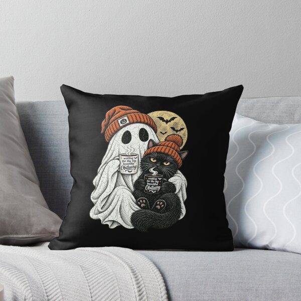 Item preview, Waiting For The Big Beautiful Obituary Ghost Black Cat Cute Spooky Design designed and sold by QLShop.
