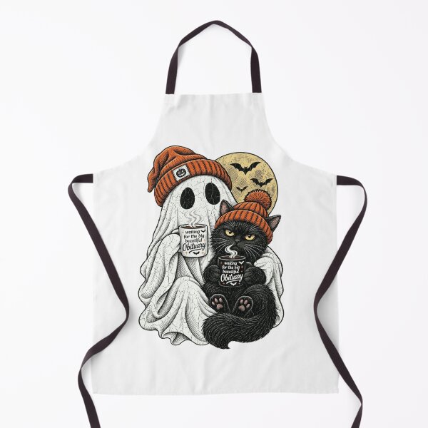 Item preview, Waiting For The Big Beautiful Obituary Ghost Black Cat Cute Spooky Design designed and sold by QLShop.