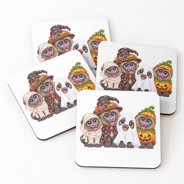 Item preview, Monkey Pumpkin Halloween Ghost Monkeys designed and sold by QuiteOrbit.