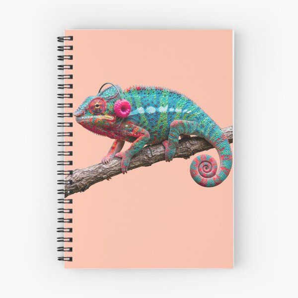 Item preview, THE PINK PANTHER CHAMELEON - Vibrant Colorful Chameleon with Raspberry Headphones designed and sold by Sulco Design.