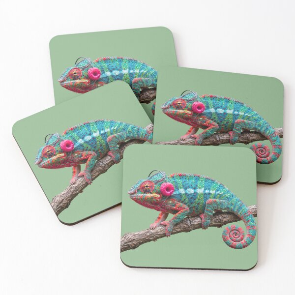 Item preview, THE PINK PANTHER CHAMELEON - Vibrant Colorful Chameleon with Raspberry Headphones designed and sold by Sulco Design.
