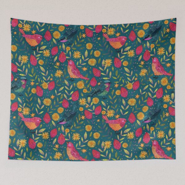 Item preview, Finches - Dark Blue designed and sold by inkedinred.