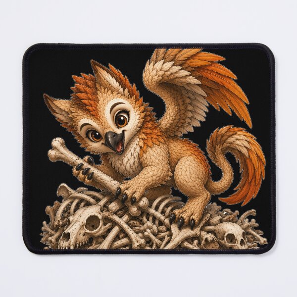 Item preview, Cute Griffin on Bone Pile Illustration designed and sold by Hatchling Hollow.