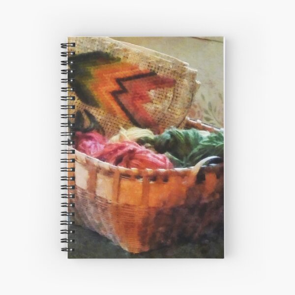 Basket of Yarn and Tapestry Spiral Notebook