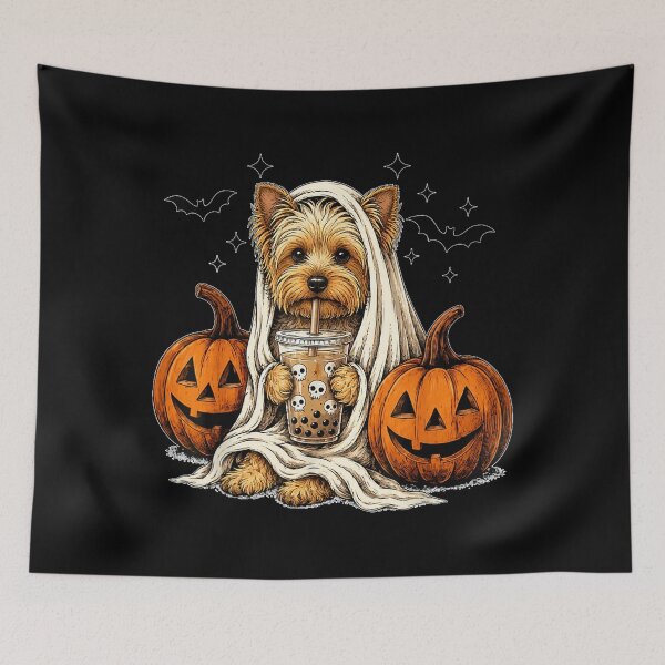 Item preview, Yorkshire Terrier Ghost and Boba Cute Halloween designed and sold by DaphoLatara.