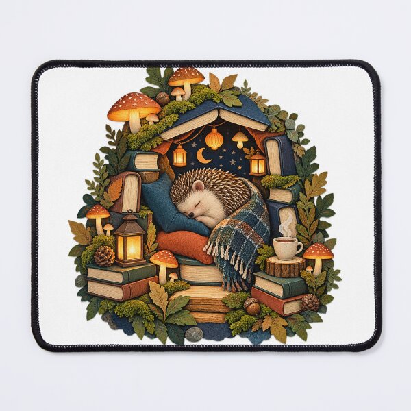 Item preview, Hedgehog Sleeping in a Cozy Book Nook designed and sold by SiripornSeaynng.