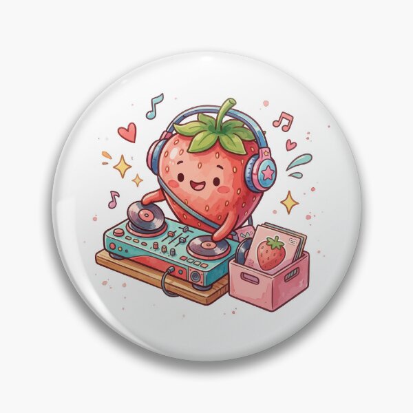 Item preview, Cute Strawberry DJ with Headphones Music Producer Design designed and sold by Mellow Doodle Co..