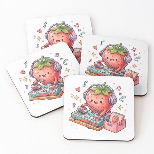 Item preview, Cute Strawberry DJ with Headphones Music Producer Design designed and sold by Mellow Doodle Co..