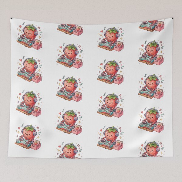 Item preview, Cute Strawberry DJ with Headphones Music Producer Design designed and sold by Mellow Doodle Co..