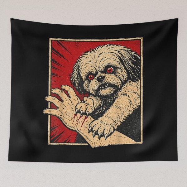 Item preview, Shih Tzu Halloween Scratch Horror Vintage Spooky Dog Lover designed and sold by Aladino Tamayo.