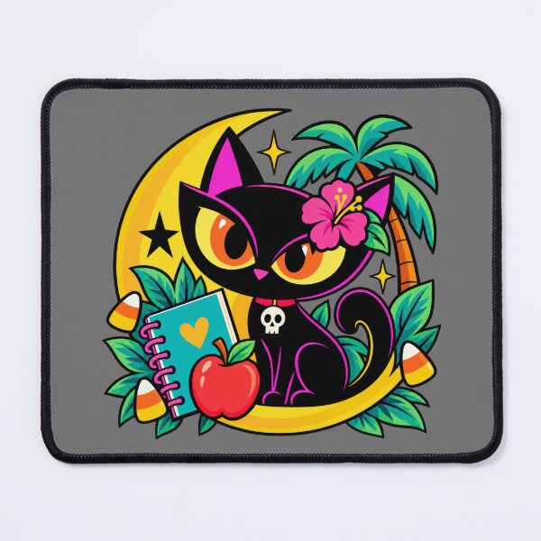 Item preview, Tropical Teacher Halloween Black Cat and Candy Corn - Book Lover Design designed and sold by ParfaitPrints.