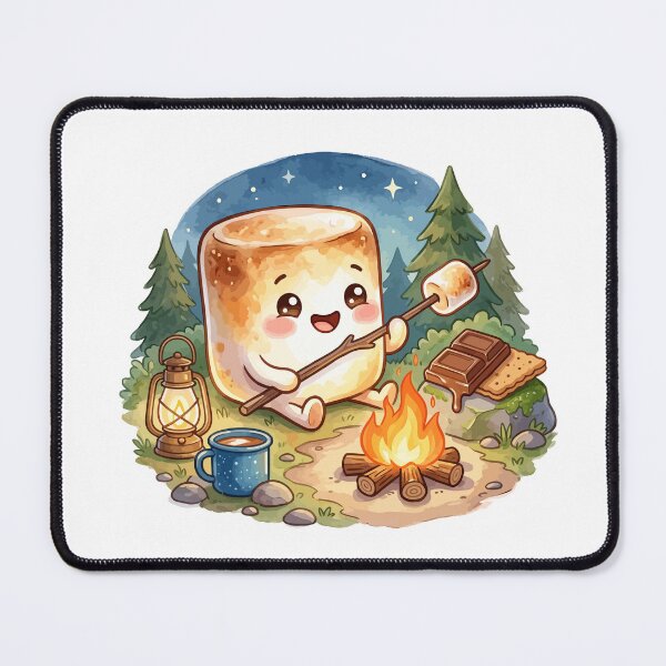 Item preview, Cute Camping Marshmallow Roasting by Campfire Smores Art designed and sold by Mellow Doodle Co..