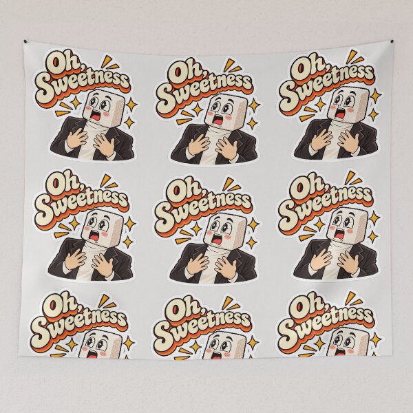 Item preview, Oh Sweetness Retro Sugar Cube Mascot Graphic designed and sold by NovaToons.