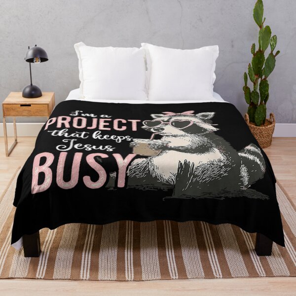 Item preview, I'm A Project that Keeps Jesus Busy Funny Christian Raccoon designed and sold by Aladino Tamayo.