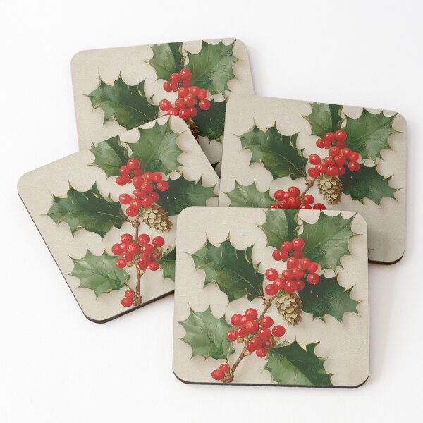 Item preview, Classic Christmas Holly Branch Botanical Illustration designed and sold by colorful-white.