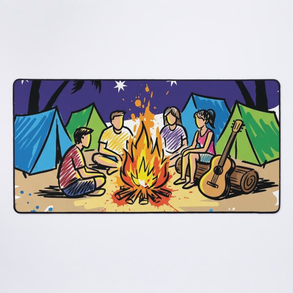Item preview, Beach Bonfire Camping Night Stars Art Print designed and sold by Merch by Das Design Studio.