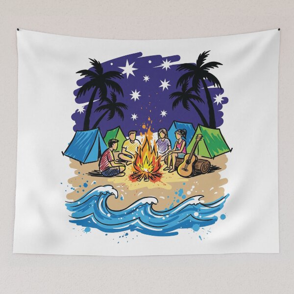 Item preview, Beach Bonfire Camping Night Stars Art Print designed and sold by Merch by Das Design Studio.
