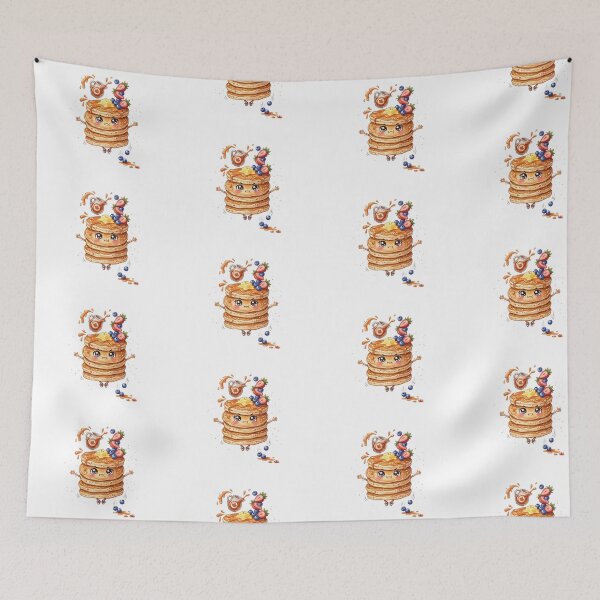 Item preview, Funny Angry Pancake Stack with Syrup and Berries Kawaii Art designed and sold by Mellow Doodle Co..