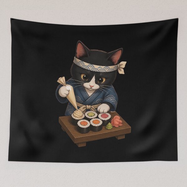 Item preview, Sushi Chef Cat Cute Cat designed and sold by Aniverlia.