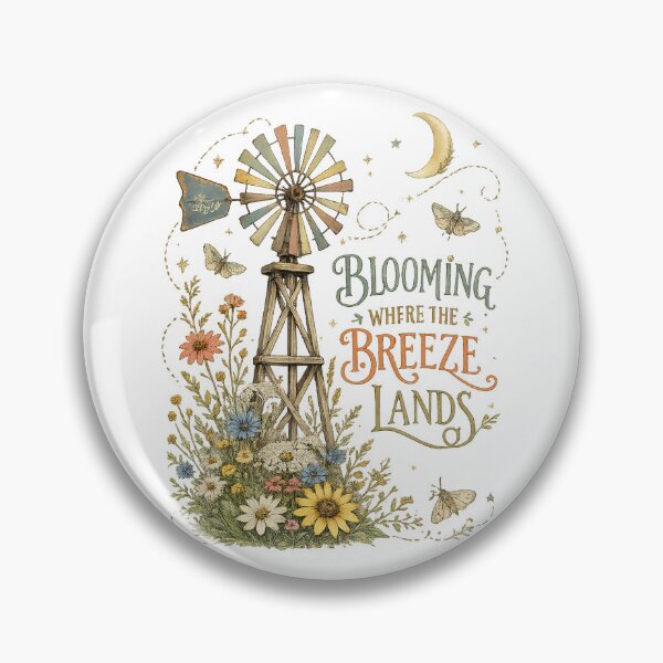 Item preview, Blooming Where the Breeze Lands Rustic Windmill Wildflower Cottagecore designed and sold by inkoutninja.