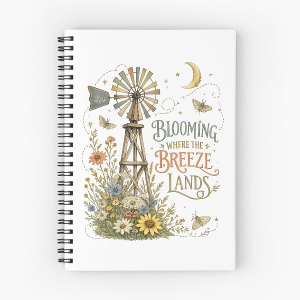 Item preview, Blooming Where the Breeze Lands Rustic Windmill Wildflower Cottagecore designed and sold by inkoutninja.