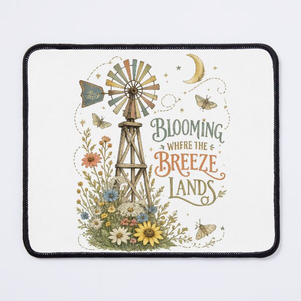 Item preview, Blooming Where the Breeze Lands Rustic Windmill Wildflower Cottagecore designed and sold by inkoutninja.