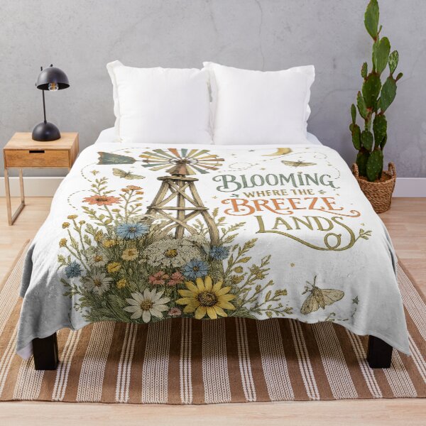 Item preview, Blooming Where the Breeze Lands Rustic Windmill Wildflower Cottagecore designed and sold by inkoutninja.