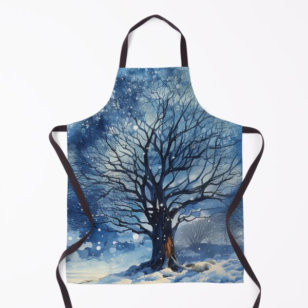 Item preview, Starry Winter Tale - A Bare Tree Standing Alone In Snowing Woods At Night - Winter Art - Watercolor Art designed and sold by CastleBySea.