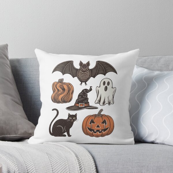 Item preview, Vintage Halloween Sticker Sheet Bat Ghost Pumpkin Witch Cat designed and sold by FestivityFinds.