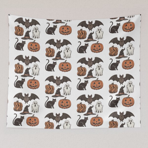 Item preview, Vintage Halloween Sticker Sheet Bat Ghost Pumpkin Witch Cat designed and sold by FestivityFinds.