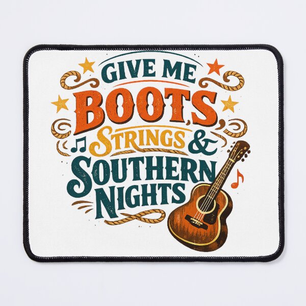 Item preview, Give Me Boots Strings and Southern Nights Country Music Western Guitar Art designed and sold by inkoutninja.
