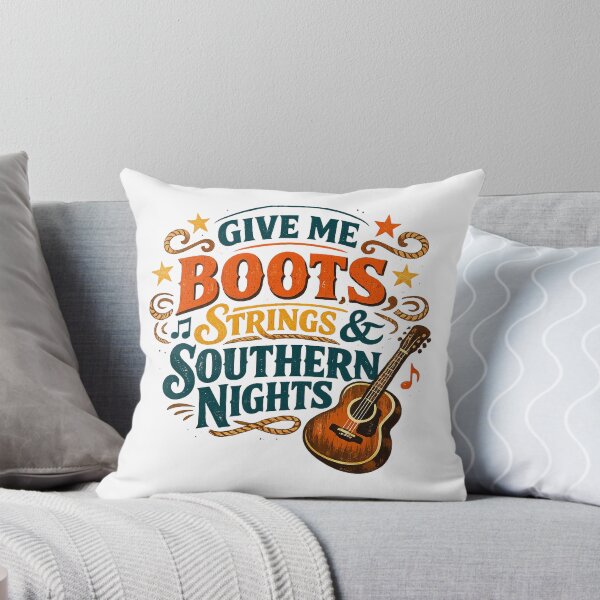 Item preview, Give Me Boots Strings and Southern Nights Country Music Western Guitar Art designed and sold by inkoutninja.