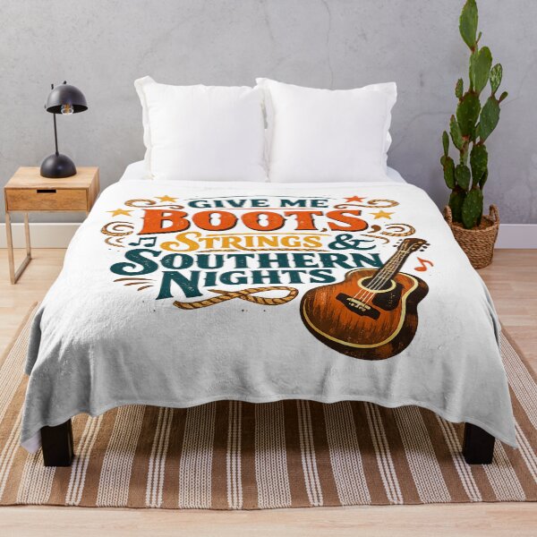 Item preview, Give Me Boots Strings and Southern Nights Country Music Western Guitar Art designed and sold by inkoutninja.