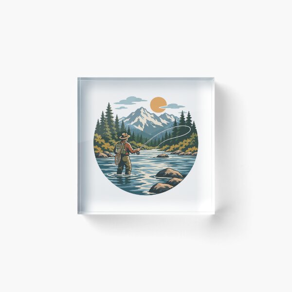 Item preview, Fly Fishing in Mountain River Outdoor Angler Adventure designed and sold by Mellow Doodle Co..