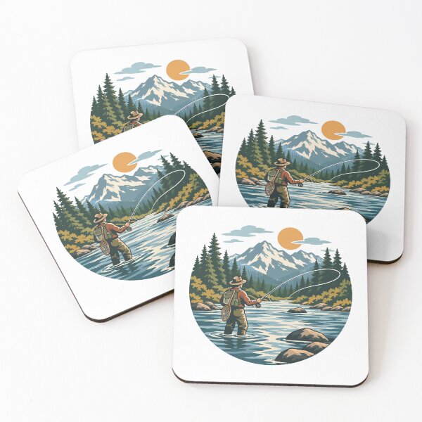 Item preview, Fly Fishing in Mountain River Outdoor Angler Adventure designed and sold by Mellow Doodle Co..