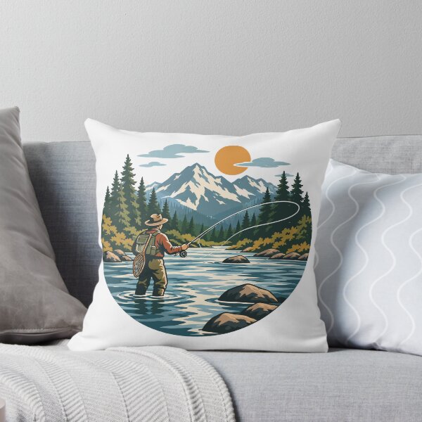Item preview, Fly Fishing in Mountain River Outdoor Angler Adventure designed and sold by Mellow Doodle Co..