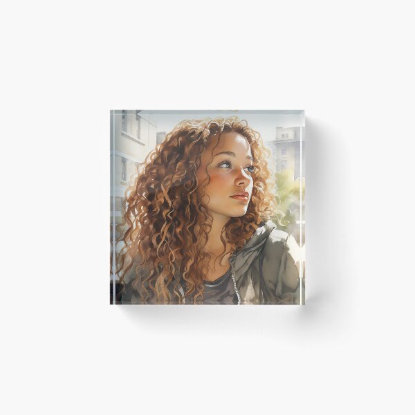 Item preview, Drifting Thoughts - A Curly-Haired Black Woman Staring Out A Window - Black Art - Watercolor Art designed and sold by CastleBySea.