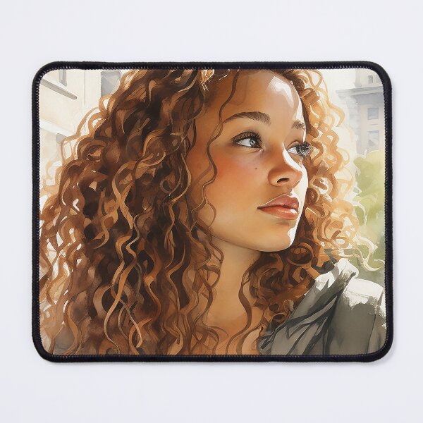 Item preview, Drifting Thoughts - A Curly-Haired Black Woman Staring Out A Window - Black Art - Watercolor Art designed and sold by CastleBySea.
