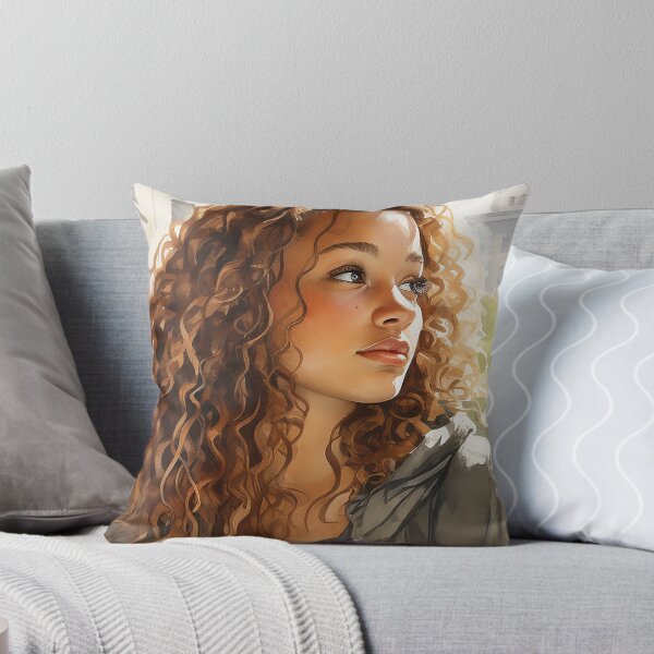 Item preview, Drifting Thoughts - A Curly-Haired Black Woman Staring Out A Window - Black Art - Watercolor Art designed and sold by CastleBySea.