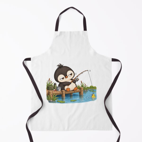 Item preview, Taro the Penguin Fishing | Cute Funny Penguin Angler Fishing Lake Art designed and sold by MrDev.