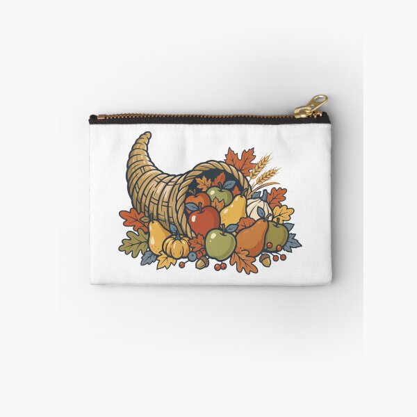 Item preview, Autumn Harvest Cornucopia with Fruits and Fall Leaves designed and sold by Mellow Doodle Co..