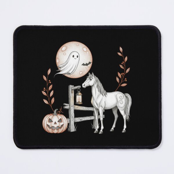 Item preview, Cute Ghost Horse Pumpkin Autumn Halloween Vintage Stipple designed and sold by FestivityFinds.