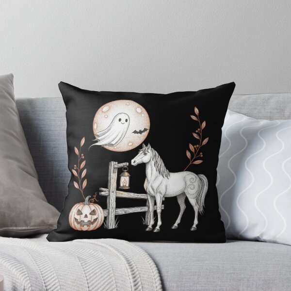 Item preview, Cute Ghost Horse Pumpkin Autumn Halloween Vintage Stipple designed and sold by FestivityFinds.
