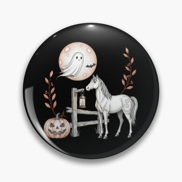 Item preview, Cute Ghost Horse Pumpkin Autumn Halloween Vintage Stipple designed and sold by FestivityFinds.