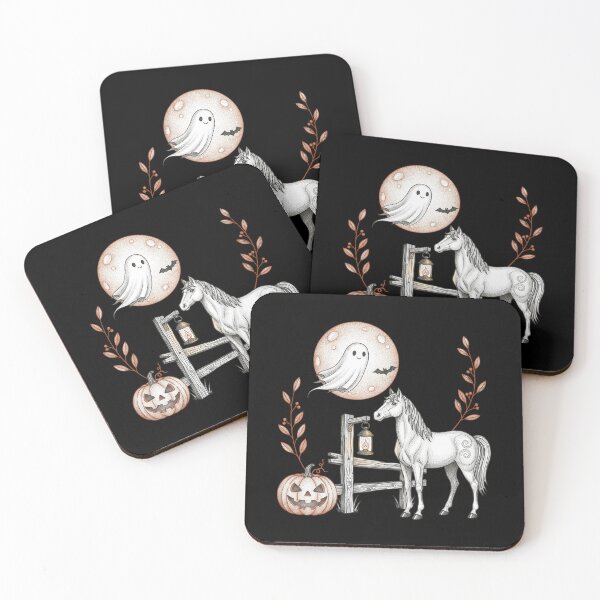 Item preview, Cute Ghost Horse Pumpkin Autumn Halloween Vintage Stipple designed and sold by FestivityFinds.