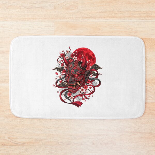 Item preview, Japanese Oni Mask | Red Demon Samurai Cherry Blossom Moon Japanese Art designed and sold by MrDev.