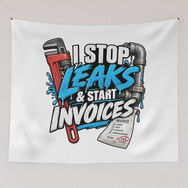 Item preview, I Stop Leaks Start Invoices Funny Plumber designed and sold by ABprintstudio.