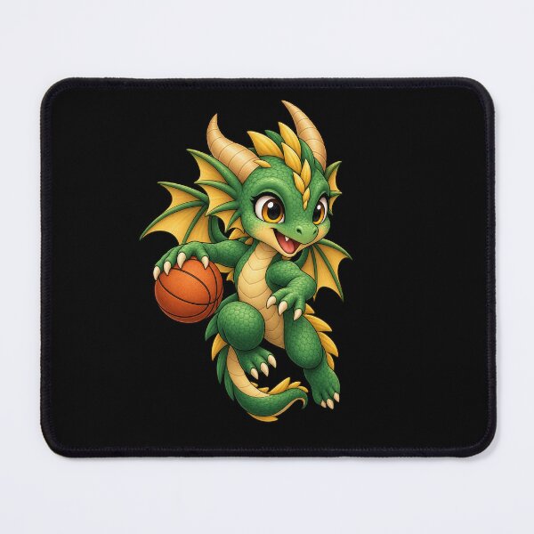 Item preview, Baby Green Dragon Playing Basketball Illustration designed and sold by Hatchling Hollow.