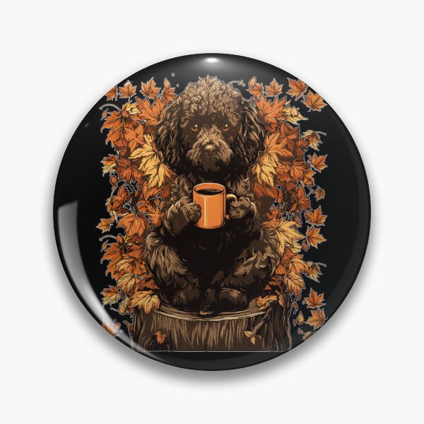 Item preview, Cute Brown Poodle with Coffee and Fall Leaves Autumn  designed and sold by DienesAngele.